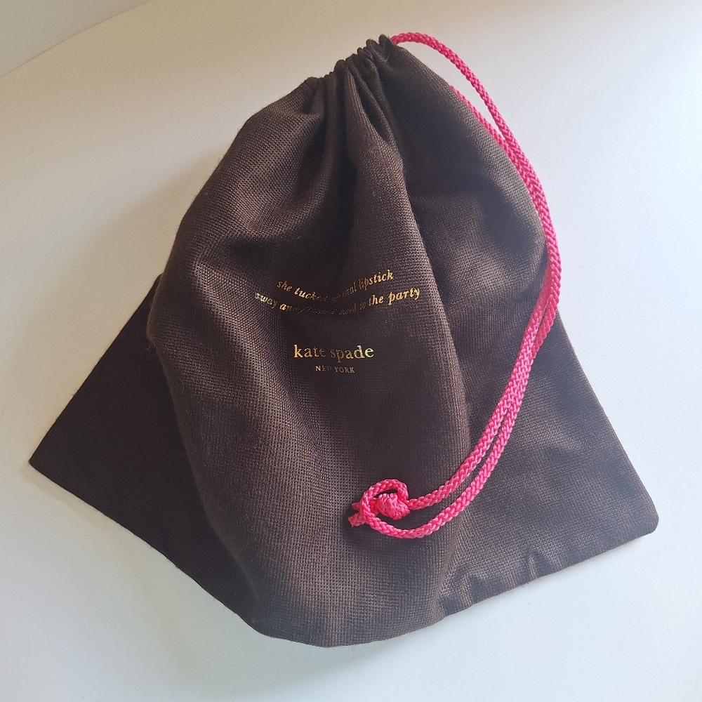 Kate Spade New York Drawstring Dust Bag Cover Brown Pink Gold Medium Sized GUC